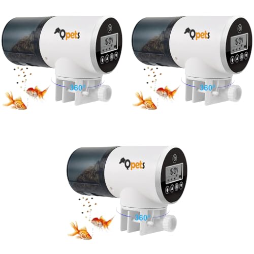 Qpets® Automatic Fish Feeder Timer Turtle Food Tank Accessories Aquarium Plastic Auto for Marine Aquariums Pond 11 Cm X 5 Cm X 15 3 PCS