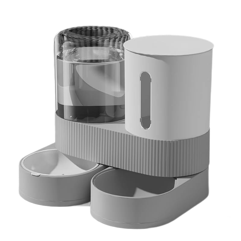 Qpets® Dog Cat Feeder, Automatic Food Feeder & Water Dispenser, Flexible Food Bowl Placement Angle, No Jam Auto Refill Pet Feeder, Non-electric Auto Pet Feeder