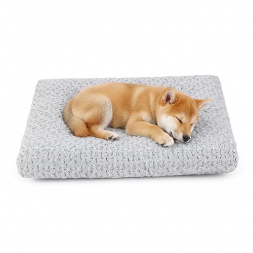Qpets® Dog Bed for Winter Comfort, Thermal Warm Sleeping Mat for Dog House, Rose Pattern Textured Plush Soft Matress, Waterproof & Anti-Slip Bottom, Machine Washable, M