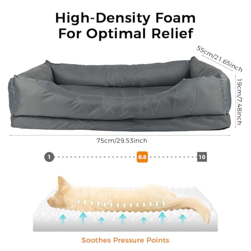 Qpets® Dog Couch, Soft Couch-Style Pet Bed Resting Sleeping Sofa, 210 Oxford Cloth Waterproof, Anti-Slip Anti-Scratch Washable Dog Bed for Small Medium Pets Indoor Outdoor Use (75x55x19cm)