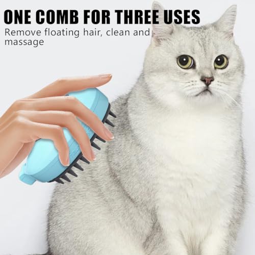 Qpets® Cat Comb, Dog Hair Brush With Steam Massage & Shampoo Infuser, USB Rechargeable Grooming Tool, Soft Bristles, Tangle Remover, Ergonomic Mango Shape, Ideal For Cats & Dogs (2 Pack)
