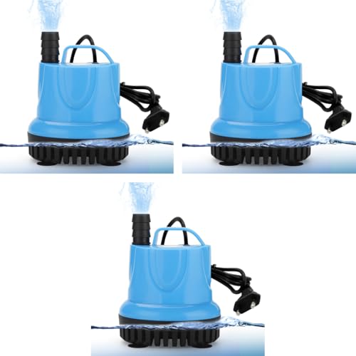 Qpets® 1800LH Submersible Water Fountain Pump Mini 25W Aquarium Air for Pond Power Large Circulation with Suction Cup Bottom Fish Garden 3 PCS