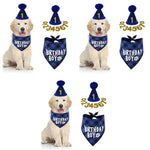 Qpets® Dog Gifts Hat for Birthday Cute Party Bandana Supplies Set Number Label Square Scarf Doggie Blue Pack of 1 3PCS