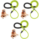 Qpets® 1.7M Dog Training Leash Durable Light Reflecting for Large Adjustable Anti-Strain Braided Rope Small Medium Green 5Feet 3PCS