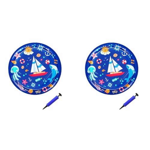 Qpets® Inflatable Pet Cooling Water Pad 25.6 Thicken PVC Cartoon Mat for Dogs Cats Summer Self-Cooling Relief Bed with Water Fill Manual Air Pump Included Durable Scratch-Resistant Blue 2PCS