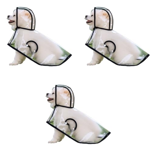 Qpets® Dog Raincoat EVA Hooded Waterproof Coat with Adjustable Buttons Clear Full Coverage Lightweight Gear for Walking Hiking Outdoor XL for Dogs Weighs 4.5-6kg 3PCS
