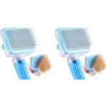Qpets® Slicker Dog Comb Hair Brush Pet Grooming Massaging Use to Clean Loose Fur Dirt Great for Dogs Cats with Short Medium Long Hair Blue 2PCS