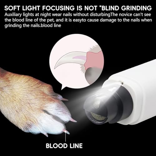 Qpets® Dog Nail Trimmer With LED Light Diamond Grinding Bit Rechargeable 2-Speed Electric Pet Grinder For Dogs Cats Noiseless Portable USB Powered Safe Efficient Cutter 2 PCS