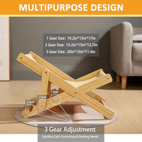 Qpets® Cat Bed Scratcher Sisal Hemp 2 in 1 Adjustable Chair Anti-Slip Durable Wooden 3 PCS