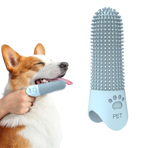 Qpets® Dog Finger Toothbrush, Food-Grade Cat Finger Toothbrush Pet Teeth Cleaning 360° High-Density Silicone Bristles, Effective Plaque Removal Versatile & Washable Pet Oral Care for Cat and Puppies