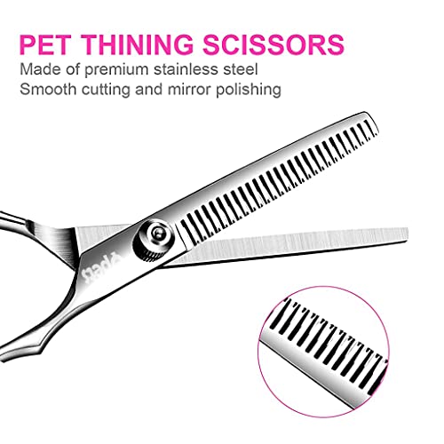 Qpets® Stainless Steel Professional Dog Grooming Shears Set Thinning Straight Curved and Comb for Long Short Hair Cat 8PCS