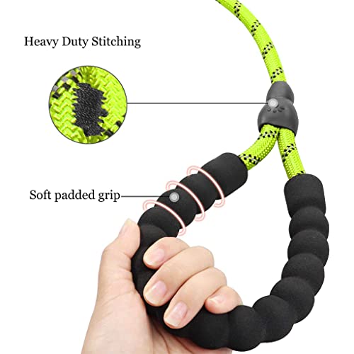 Qpets® 1.7M Dog Training Leash Durable Light Reflecting for Large Adjustable Anti-Strain Braided Rope Small Medium Green 5Feet 3PCS