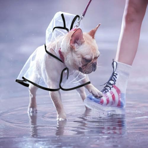 Qpets® Dog Raincoat EVA Hooded Waterproof Coat with Adjustable Buttons Clear Full Coverage Lightweight Gear for Walking Hiking Outdoor XL for Dogs Weighs 4.5-6kg 3PCS