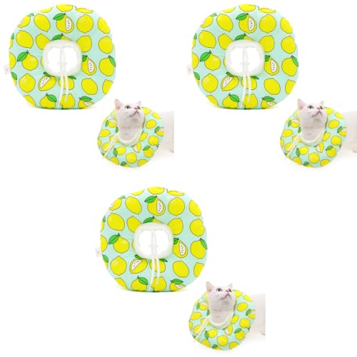 Qpets® Cat Cone Collar Comfy Soft Stuffed PP Cotton Adjustable Size Machine Washable After Surgery Anti-Licking Dog E Recovery for Pet M 16-29cm 3 PCS