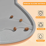 Qpets® Pet Feeding Mat Dog Cat Food Silicone Easy Cleaning Anti-Slip Floor Tray Grey 44x24cm 3 PCS