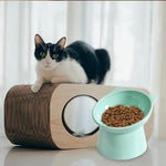 Qpets® Elevated Cat Bowl, Ergonomic Tilted Design, Anti-Slip, Durable PP Material, Easy Clean Feeding Bowl with Spoon, Prevents Whisker Fatigue & Vomiting, Ideal for Cats & Kittens