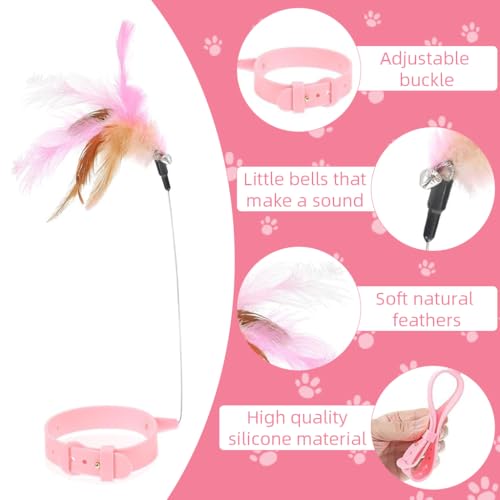 Qpets® Cat Toys Feather Collar Adjustable Stylish Design Interactive Elastic for Kittens Funny Playing Indoor 3PCS 20-32CM