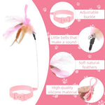 Qpets® Cat Toys Feather Collar Adjustable Stylish Design Interactive Elastic for Kittens Funny Playing Indoor 3PCS 20-32CM