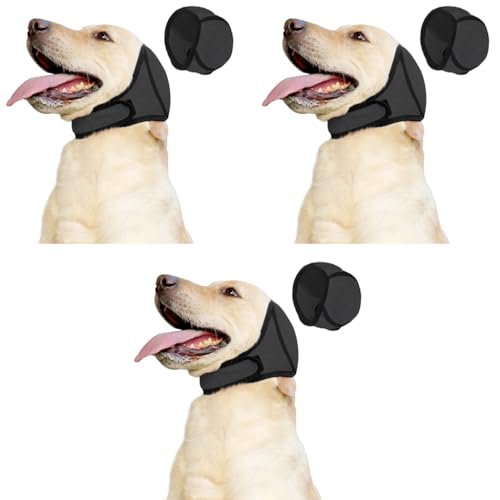Qpets® Dog Ear Protectors Calming Ears Cover Muff with Adjustable Chin Strap Anxiety Relief Headwear Noise Reduction Protective for Eating Swimming Therapy M 3PCS