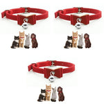 Qpets® Cat Collar, Adjustable Belt, Strong Breakaway Buckle with Bell, Velvet Neck Strap Soft Plush Gift for Cats, Total Length 36CM/14.17in, 3 PCS