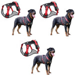 Qpets® Dog Harness No-Pull Pet with Safety Reflective Strip for Dogs Large Size Control Handle Belt Outdoor Oxford Cloth Vest Red XL Suitable for 22.5-45kg 3PCS