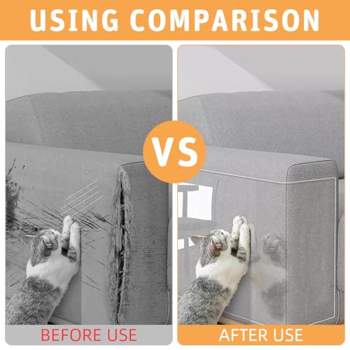 Qpets® Cat Scratcher Pad Clear PVC Cuttable Furniture Protector Self-Adhesive Sticker Scratching Mat for Wall Cabinet Couch Floor 45x100cm 2PCS