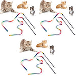 Qpets® Cat Rainbow Wand Toys Interactive Toy Colorful Ribbon Charmer for Kittens Games and Playing Pet 6PCS