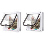 Qpets® Cat Door 4 Way Locking Pet Door for Small Dog Indoor House Flap Flexible in Out Lockable One Way Two Size L 2 PCS