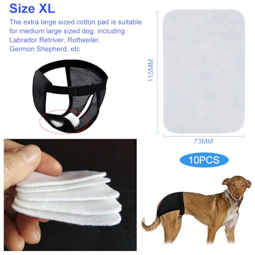Qpets® 20pcs Replacement Absorption Cotton Pad for Female Dog Diaper Breathable Comfort Cotton Pad for Labrador Retriver, Rottweiler, Germon Shepherd, Size XL, 15 * 13 * 2cm