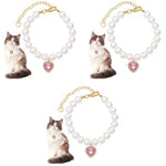 Qpets® Jewelry Cat Collar Pet Necklace with Pink Rhinestone Heart Charm Pearl Adjustable Puppy Valentine's Day Gift Photography Prop S 20-25CM 3 PCS