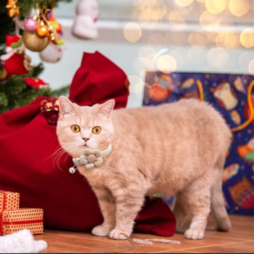 Qpets® Cat Collar Pet Cute Flower with Bell Lovely Quick Release Adjustable Soft Plush Gift 3PCS
