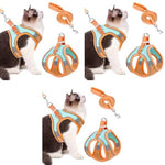 Qpets® Cat Harness with 1.5m Leash Adjustable Size Breathable Vest Strap Safety Reflective Strip for Small Cat and Dog M Orange 3PCS