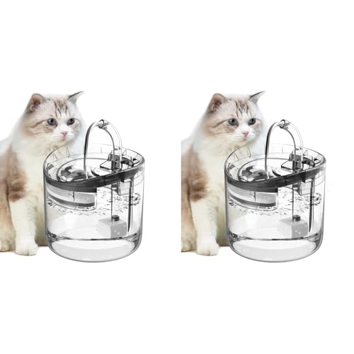Qpets® Automatic Cycle Multiple Filtering Cat Water Fountain Dog Dispenser 1.8L Super Quiet Pet Drinking with Faucet Kits 2 PCS