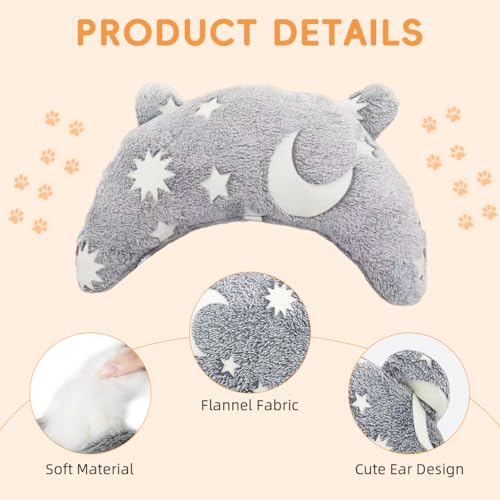 Qpets® Pet Pillow Soft Plush Glow-in-The-Dark for Cat Dog Star Design Sleeping Cushion with Head Neck Support Durable Easy-to-Clean 24X20cm 3PCS