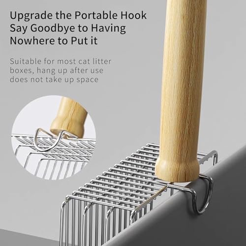Qpets® Metal Litter Scoop Wooden Handle Fast Sifter Cat Potty Scooper 2 Kinds of Sifter Hole for 3-10Mm Clumping Clay 2PCS