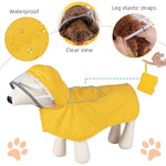 Qpets® Dog Rain Coat Monsoon-Proof Waterproof Design with Clear Wide Brim Hood Reflective Rim Adjustable Elastic Leg Belly Straps Lightweight Anti-Wind for Large Breeds Outdoor Hikes XL 3 PCS