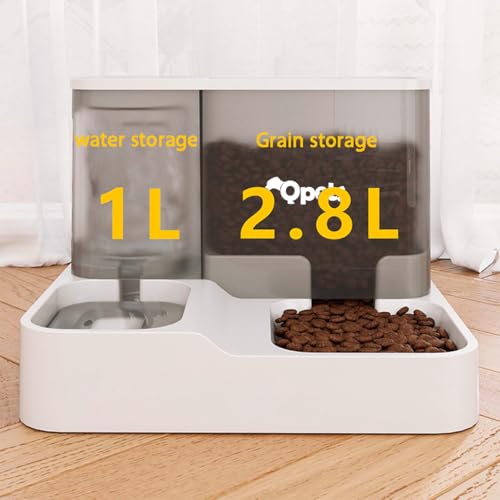Qpets® Polypropylene 2 in 1 Automatic Food Feeder and Water Dispenser 3L Cat Food 1L Auto Dog for Pets Puppy Kittens 23 X 25 X 23 Cm 3 PCS