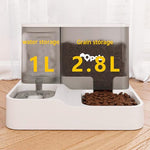 Qpets® Polypropylene 2 in 1 Automatic Food Feeder and Water Dispenser 3L Cat Food 1L Auto Dog for Pets Puppy Kittens 23 X 25 X 23 Cm 3 PCS