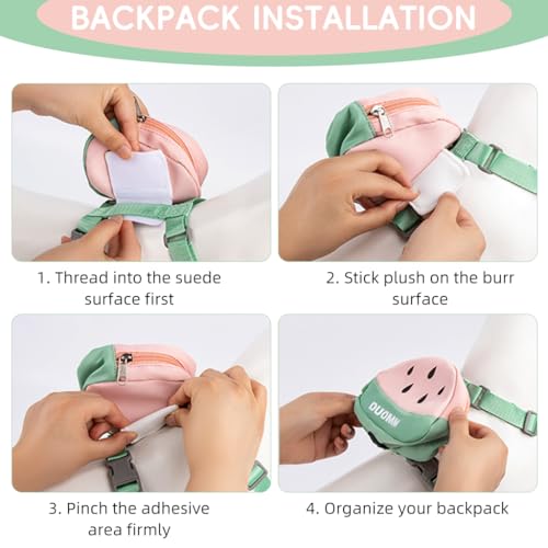 Qpets® Dog Harness Vest Cute Puppy with Removable Zipper Pouch Leash 4-Way Adjustable Quick Release for Small Cat S Neck 32-40cm Bust 43-51cm 2PCS