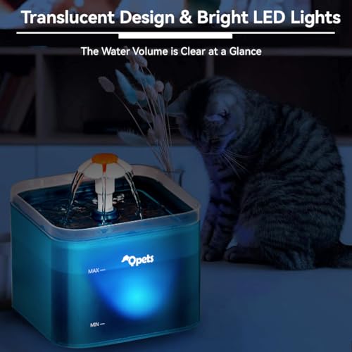 Qpets® 2.2L Cat Water Fountain Auto Pet for Cats with LED Light Cute Floral Ultra Quiet Dog Dispenser Filter Green 2 PCS