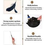 Qpets® Cat Teaser Wand with Suction Cup Design Feather Interactive Kitten for Indoor Cats 3 PCS