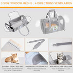 Qpets® Cat Carrier Breathable Mesh Pet Multifunctional Folding with Food Box Handle Shoulder Strap 43X30X28cm 2 PCS