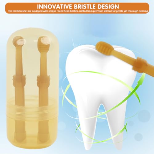 Qpets® Dog Toothbrush with Tongue Scraper for Dogs, Puppies, Cats, and Small Pets, Soft Silicone Pet Toothbrush for Easy Teeth Cleaning, Massaging, Soothing Gums, Fresh Breath with Storage Box (4Pack)