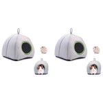 Qpets Hamster Cage Plush Bed 2PCS for Small Pets featuring Soft Washable Hideout Grey