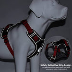 Qpets® Dog Harness No-Pull Pet with Safety Reflective Strip for Dogs Large Size Control Handle Belt Outdoor Oxford Cloth Vest Red XL Suitable for 22.5-45kg 3PCS
