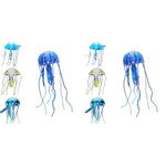 Qpets® 6PCS Fluorescence Jellyfish Ornament Decoration for Aquarium Fish Tank Artificial Silicone Decor Floating Accessories