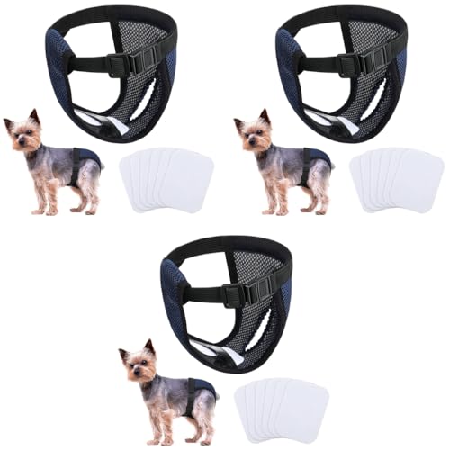 Qpets® Pet Use Breathable Reusable Female Dogs Diapers with 3 Absorption Cotton Pad Comfort Doggy for Puppy M Recommended Waist 13.7-16.9 3PCS