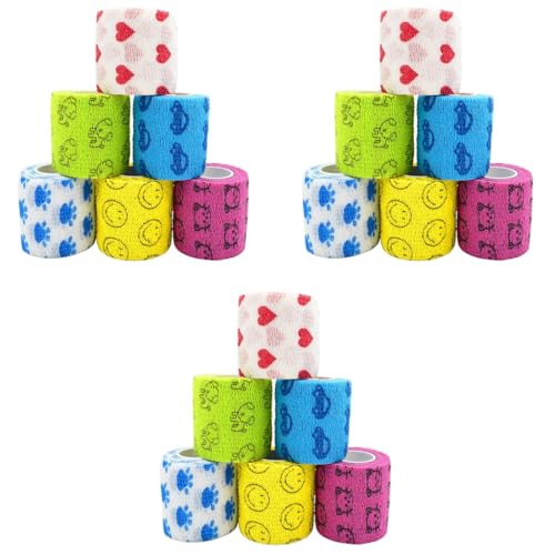 Qpets® Kinesiology Tape for Physiotherapy Stmandy Vet Tape Wrap Bandage Adhesive for Person or Pets Cat Dog Animal Who Was Injured or Have Wounds 3 PCS