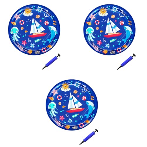 Qpets® Inflatable Pet Cooling Water Pad 25.6 Thicken PVC Cartoon Mat for Dogs Cats Summer Self-Cooling Relief Bed with Water Fill Manual Air Pump Included Durable Scratch-Resistant Blue 3PCS