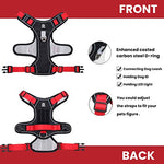 Qpets® Dog Harness No-Pull Pet with Safety Reflective Strip for Dogs Large Size Control Handle Belt Outdoor Oxford Cloth Vest Red XL Suitable for 22.5-45kg 3PCS